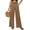 Khaki, variant on LEKODE Women Wide Leg Casual Pants Flowy Palazzo Pants with Pockets Elastic High Waist Women Pants Black L