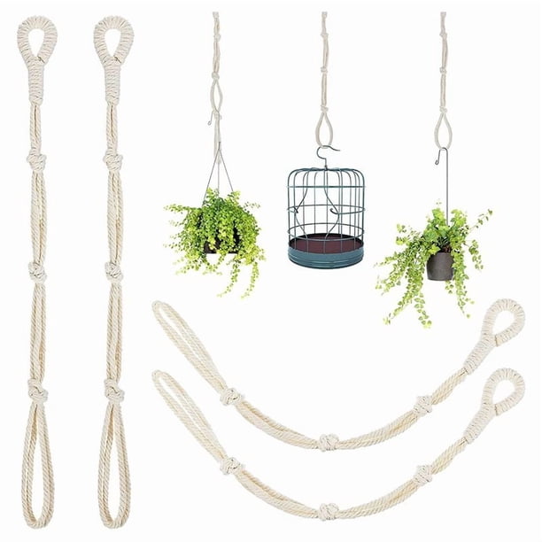 4 Piezas Macrame Beige Planta Colgador Extensor Cuerda Planta Colgante Cesta Extensor Grandes Colgantes Macetas (Beige)