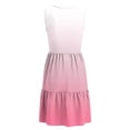thumbnail image 7 of Women's Beach Dress V Neck Button Sleeveless Print Pleated Sundress Summer Vacation Casual Midi Dresses (XXL, Pink), 7 of 7