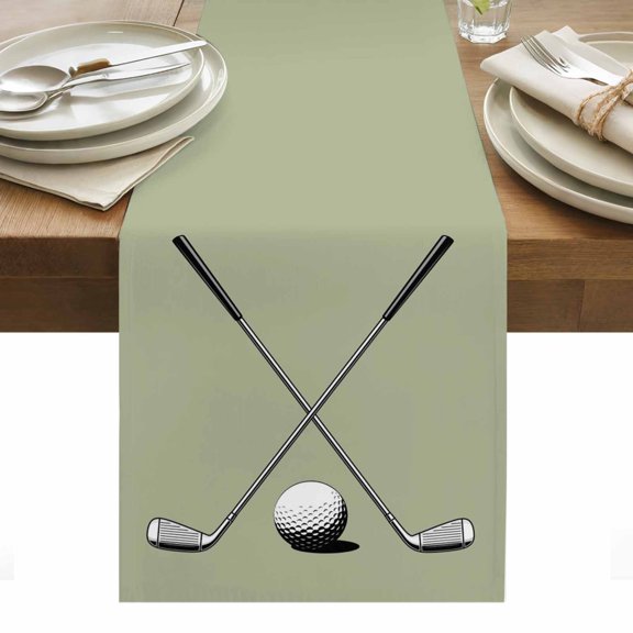 Golf Ball Club Table Runner - 70 Inch Long, Kitchen Dining Table Runner Dresser Scarves, Sports Abstract Vintage Green Farmhouse Decor for Coffee Tables Wedding Party Banquet