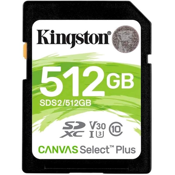 Memoria SD Kingston  512GB CANVAS Select Plus Clase 10 Video 4K V30 Juegos SDS2/512GB