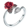thumbnail image 2 of Naierhg Women Rose Flower Open Finger Ring Adjustable Wedding Engagement Jewelry Gift, 2 of 8