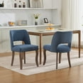 thumbnail image 3 of UHOMEPRO Dining Chair Set of 2, Mid-Century Fabric Upholstered Dining Room Chairs, Modern Kitchen Chairs with Curved Backrest and Copper Nails for Dining Room Living Room Kitchen, Blue, 3 of 9