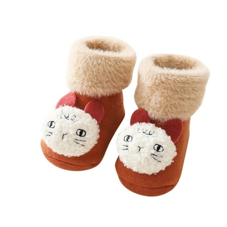 

Children Toddler Autumn And Winter Boys And Girls Floor Socks Non Slip Plush Warm And Comfortable Cute Cartoon Bear Rabbit