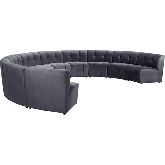 Maklaine 10-Piece Modular Contemporary Velvet Sectional Sofa in Gray