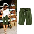 thumbnail image 2 of Jxximdong Shorts for Women Ladies Casual Pocket Thin Outer Wear Elastic Belt In Trousers Large Size Loose Pants Green XXL Pants, 2 of 5