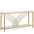 thumbnail image 3 of Spaco 70.9" Console Table, Faux Marble Entryway Table with 2 Tier Storage Shelf, Console Table for Indoor as Home, Living Room, White & Gold, 3 of 4