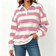 thumbnail image 3 of AHTJRT Y2k Women Striped Rugby Shirt Long Sleeve Collared Oversized Sweatshirt Vintage Jersey Streetwear Top Casual Loose Outdoor Sports Golf Pullover, 3 of 8