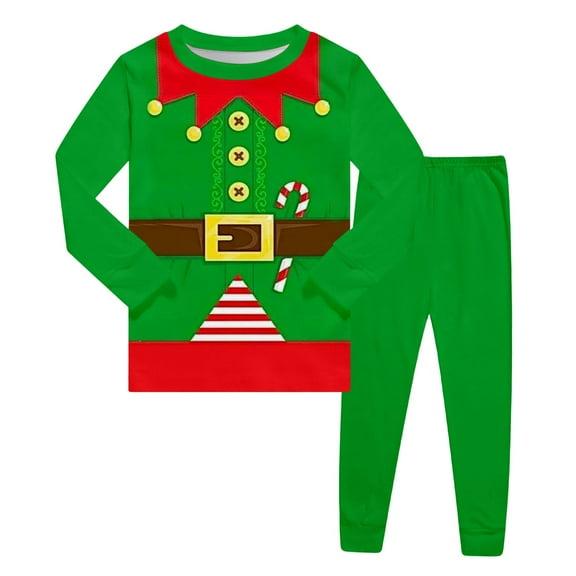 Girls Christmas Pajamas Christmas Elf Pajamas Long Sleeve Crew Neck Loungewear Set Pajamas Girls 8-9 Years
