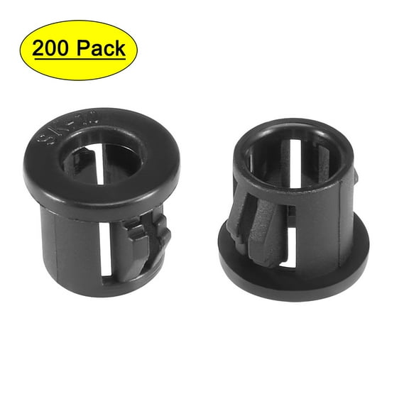 200pcs 10mm Mounted Dia Snap in Cable Hose Bushing Grommet Protector Black