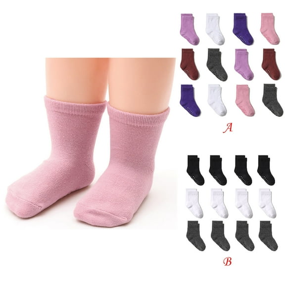 APEXFWDT 12-Pair Baby Socks Non-Slip Cotton Toddler Socks Ankle Socks for Baby Toddler Kids Baby Socks Boys Girls