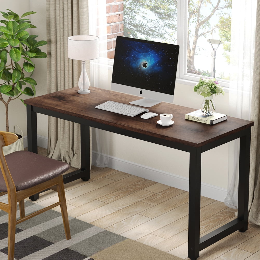Tribesigns Computer Desk 55 inch Large Office Desk Computer Table Study Writing Desk Workstation for Home Office Rustic Brown