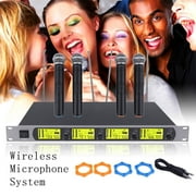 4 Channel UHF wireles s Microphone System with LCD Display Handheld Microphones Karaoke Mixer for outdoor wedding, Conference, Karaoke, Evening Party