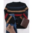 thumbnail image 3 of Cogild Sweaters for Women Striped Crewneck Long Sleeve Knit Pullover Sweater, 3 of 10