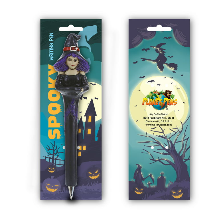 Planet Pens Spooky Witch Novelty Pen - Fun & Unique Kids & Adults Office Supplies Ballpoint Pen, Colorful Purple Witch Writing Pen Instrument for Cool