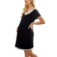 thumbnail image 5 of Inadays Women's Nursing Nightgown Short Sleeve Maternity Nursing Gowns for Breastfeeding Sleepwear Dress for Hospital, Black, S, 5 of 7