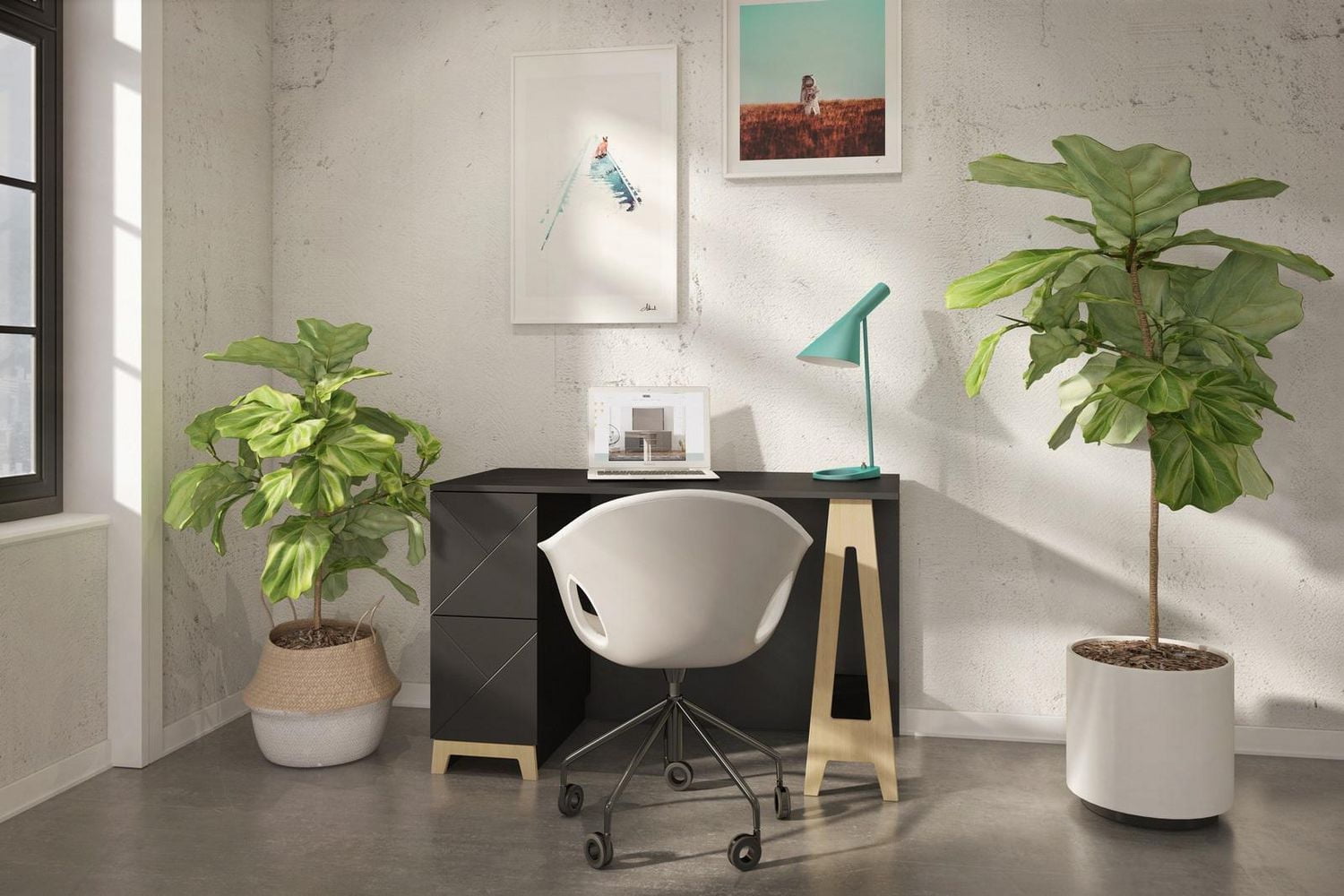 Nexera Bureau à 2 tiroirs Atypik