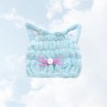 thumbnail image 3 of FELTECHELECTR Gorro de ducha con forma de oreja de gato para secar el pelo y absorber el agua, color azul al azar., 3 of 7
