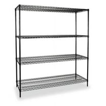 Wire Shelving Unit, 24"D x 48"W x 63"H, 4 Shelves, Black
