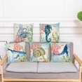 thumbnail image 4 of Dalrosia Summer Beach Pillow Cover 18x18inch Ocean Nautical Coastal Sea Turtle Octopus Outdoor Decorative Pillowcase for Patio Sofa Couch Vintage Rustic Coral Seahorse Whale teal Bedroom Home Decor, 4 of 6