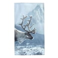 thumbnail image 1 of Fotbe Winter Reindeer In Snowy Mountains Toalla Premium con Patrón, Toalla de Microfibra de Secado Rápido, Ligera y Altamente Absorbente (27.5x16in), Ideal para Uso Diario, 1 of 6