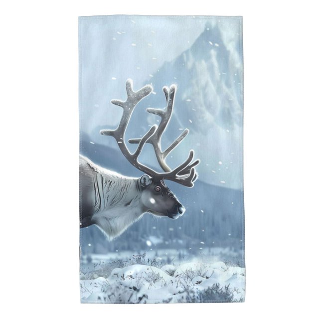 Fotbe Winter Reindeer In Snowy Mountains Toalla Premium con Patrón, Toalla de Microfibra de Secado Rápido, Ligera y Altamente Absorbente (27.5x16in), Ideal para Uso Diario