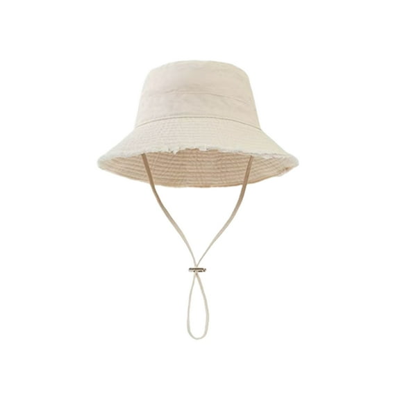 Breathable Outdoor Sun Protective Hat Adjustable Chin Straps Wide Brimmed Bucket Hat Fisherman Hat For Beach Vacation
