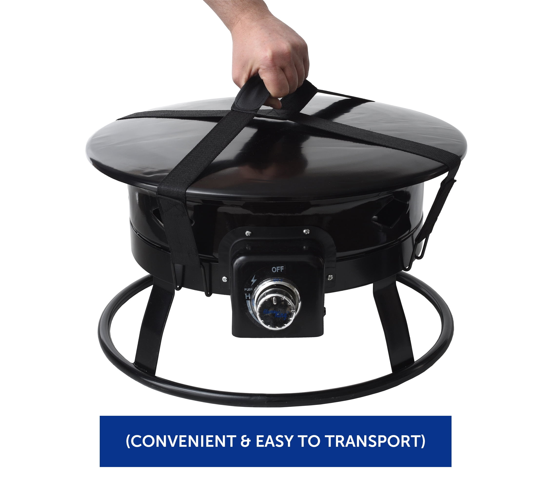 Flame King Portable Propane Fire Pit, 19 inch, Smokeless, Self-Igniting, 58,000 Btu