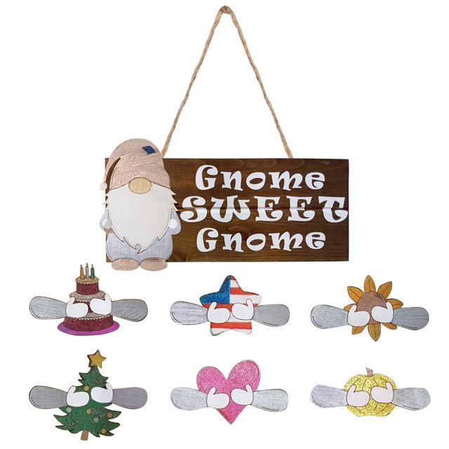 Colgador De Puerta De Gnomo, Cartel De Corona De Bienvenida Diy Para Decoración De Porche Delantero De Granja Con Piezas De Vacaciones Intercambiables Para Porche De Puerta Delantera seitruly HA035486-00