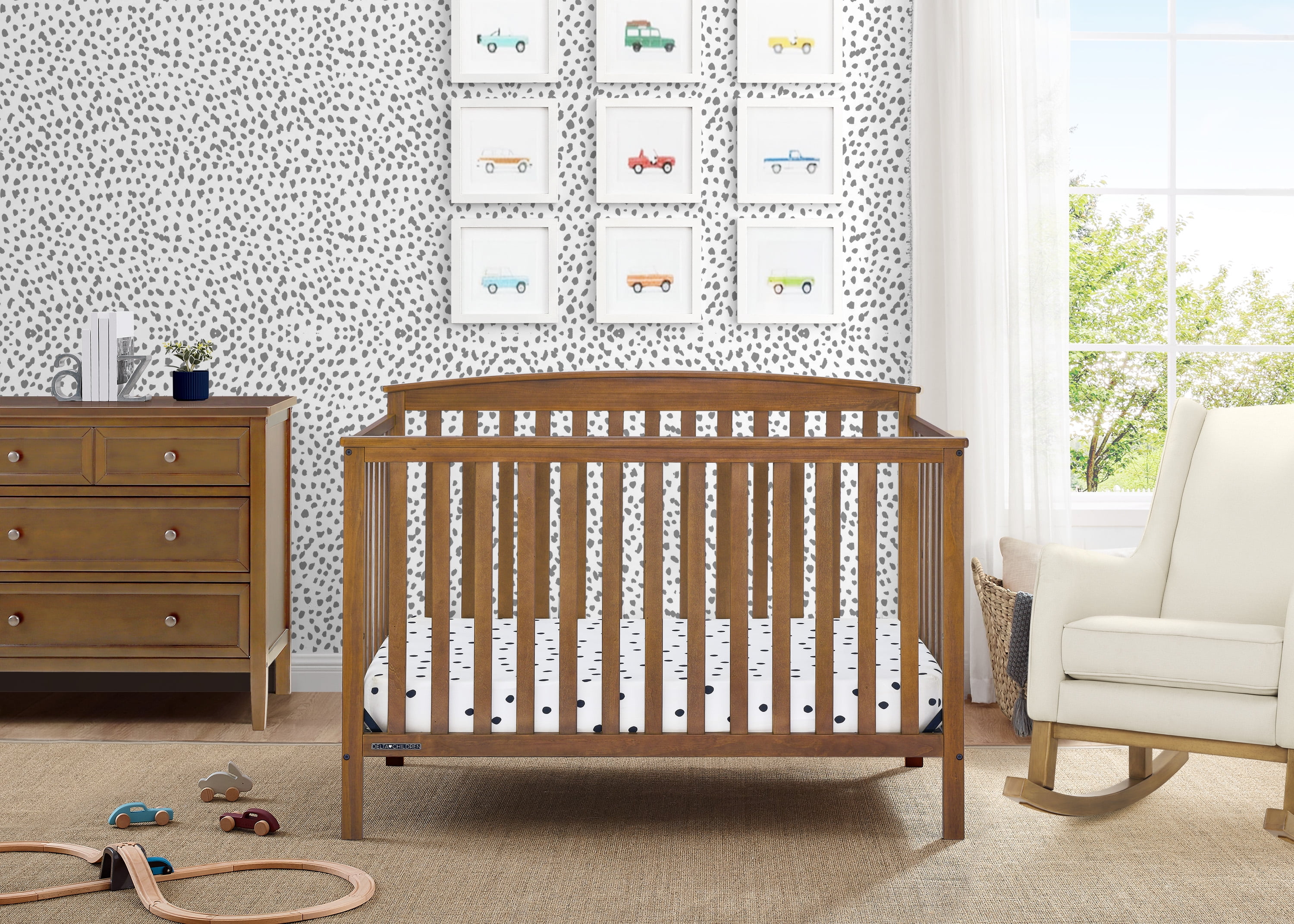 Delta Children Hanover 6-in-1 Convertible Baby Crib, Chestnut
