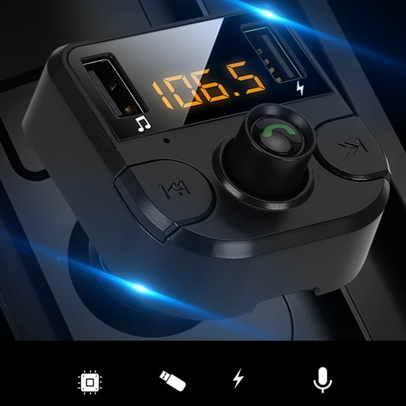 Reproductor MP3 Bluetooth para coche con doble puerto USB, transmisor FM estéreo para coche, funcionalidad de alta precisión