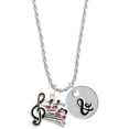 thumbnail image 1 of Delight Jewelry Silvertone Music Sheet with Hearts Silvertone Script Initial Disc - & - Charm Necklace, 20"+3", 1 of 4