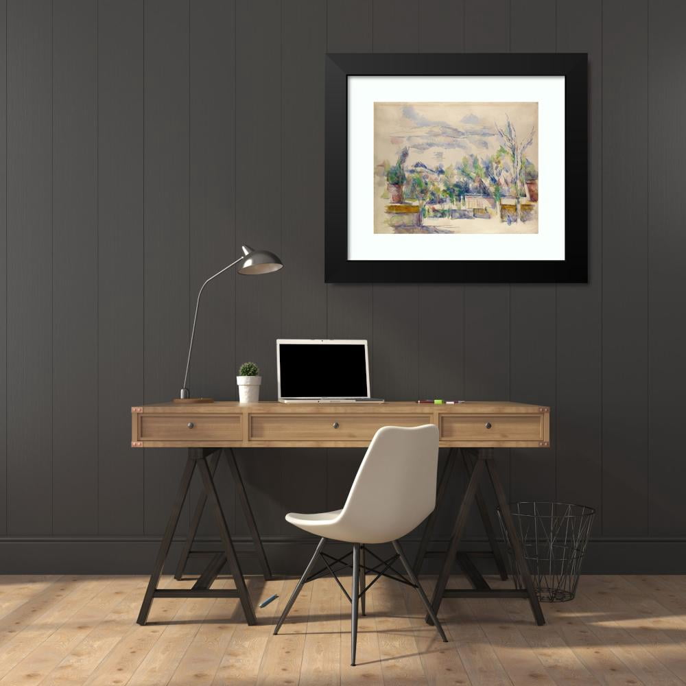 Paul Cézanne 24x20 Black Modern Framed Museum Art Print Titled - The Terrace at the Garden at Les Lauves (1902-1906)