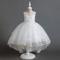 thumbnail image 4 of Girl Ruffle Tiered Tutu Gown Flower Girl‘s Sleeveless Embroidery Lace Princess Dresses with Long Hem Party Ball Tulle Pageant Gowns for Wedding, Birthday - 4-12T, 4 of 5
