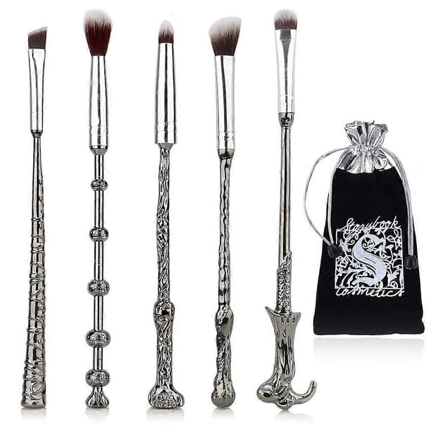 5 Pcs Potter Makeup Brush Set, Wizard Magic Wand Brush for Foundation Eye Shadow Eyeliner Blending Pencil Lip Professional Makeup Tools with A Gift Ba
