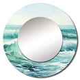 thumbnail image 2 of Designart "Green Minimalism Calm Waters" Nautical & Beach Green Large Round Mirror - Round Bedroom Mirror Wall Decor - Coastal Round Printed Mirror - 23" x 23", 2 of 6