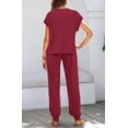 thumbnail image 6 of BTFBM Women's Two Piece Tracksuit Outfits Summer Short Sleeve Tops Long Pants Jogger Lounge Matching Sets Sweatsuit, 6 of 7