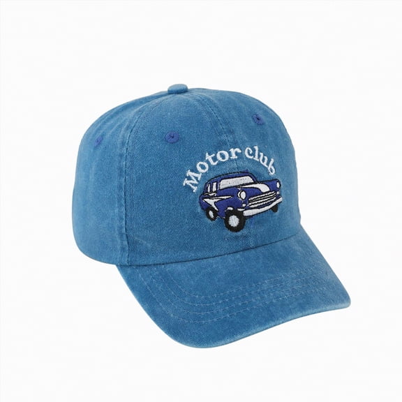 Gibobby Kids Boys Girls Baseball Cap Toddler Car Pattern Hat Adjustable Washed Vintage Sun Hat 12-18 Months 1-4T(One Size,Blue)