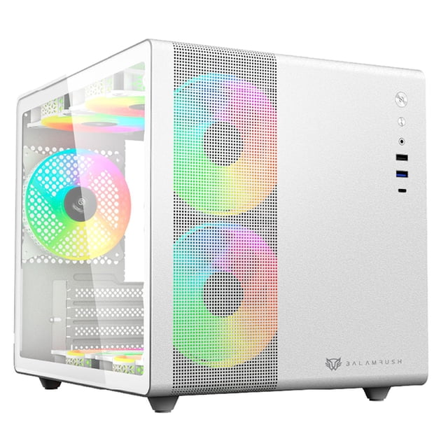 Gabinete Gamer Balam Rush BR-936040 Mini Torre M-ATX 3 Fan RGB USB-C Blanco