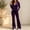 Purple, variant on Kyntgho Women's 2 Piece Velour Tracksuit, Full Zip Hooded Jacket and Wide Leg Pants, Long Sleeve Casual Lounge Set