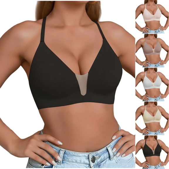Antinious Woman Wireless Seamless Sports Bras Wide Strap Beautiful Back Solid