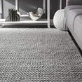 thumbnail image 3 of nuLOOM Chunky Woolen Cable Light Grey 6' Square Rug, 3 of 4
