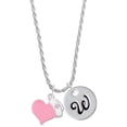 thumbnail image 1 of Delight Jewelry Silvertone Pink Heart with Nurse Hat Silvertone Script Initial Disc - W - Charm Necklace, 20"+3", 1 of 4