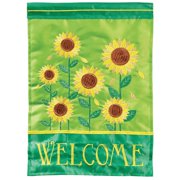 Magnolia Gardens M011532 13 x 18 in. Welcome Sunflower Polyester Printed Garden Flag
