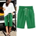 thumbnail image 4 of Sngxgn Womens Shorts Comfy Summer Drawstring High Waist Cotton Shorts for Women Trendy(Green,XXXL), 4 of 8