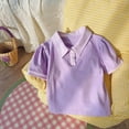 thumbnail image 2 of REDARER Girls Short Sleeve Polo Shirt Contrast Color Collar Top Casual Toddler Kids Shirt For Spring Summer Beach,Color:Dark Purple,Size:18-24 Months, 2 of 4