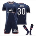 thumbnail image 1 of Nuevo 21/22 Home Kits de fútbol para niños Camiseta de tiras azules Camiseta de fútbol Traje de entrenamiento-21-22 PSG Home Kit Messi 30-2XL BmatwkZeng Bmatwe Jersey, 1 of 1
