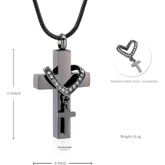 Cross Urn Necklace for Ashes Stainless Steel Cross Memorial Cremation Ashes Urn Pendant Urn Keepsake Jewelry for Women Gilrs Keepsake Memorial Ashes Pendant