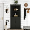 thumbnail image 2 of Tall Corner Cabinet With Doors In Black - For Living Rooms, Bathrooms, Dining Kitchens. Extra Storage Available. Stylish And Considerate. Safe Round Treatment. Made Of , Waterproof Easy To Wipe., 2 of 7
