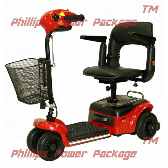 Shoprider - Scootie - Portable Travel Scooter - 4-Wheel - Red - PHILLIPS POWER PACKAGE TM - $500 VALUE